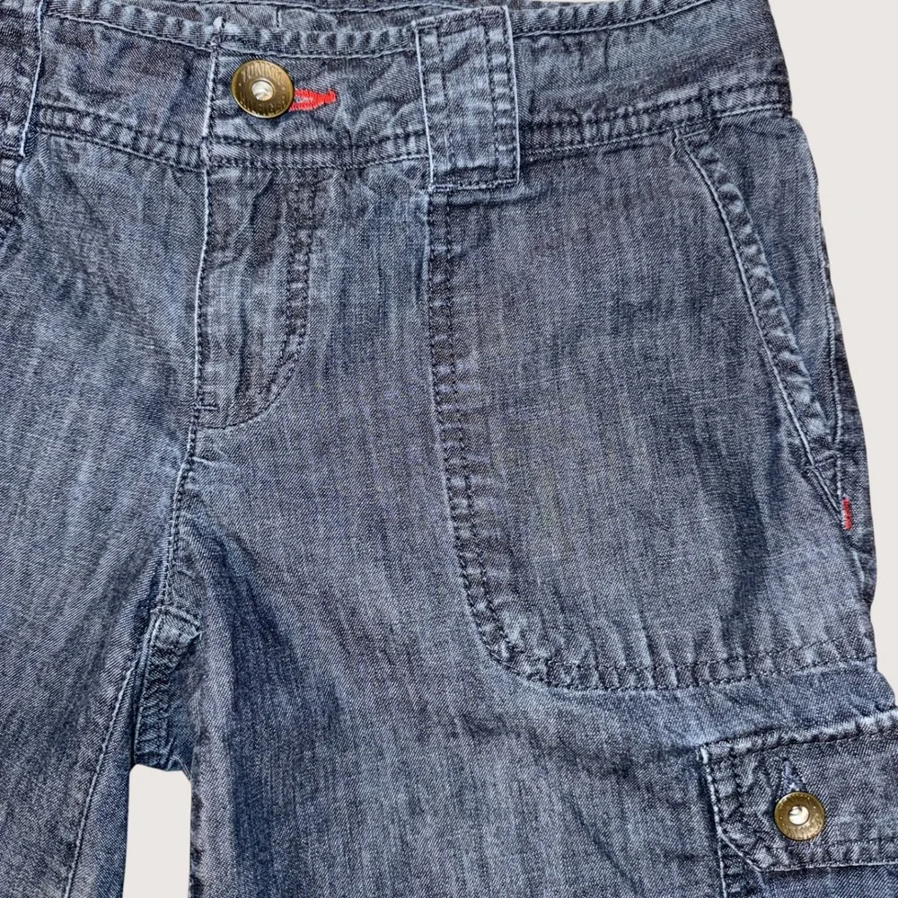 Tommy Hilfiger Y2K Grunge Utility Denim Gorpcore Cargo Bermuda Shorts 2‎ Preppy
